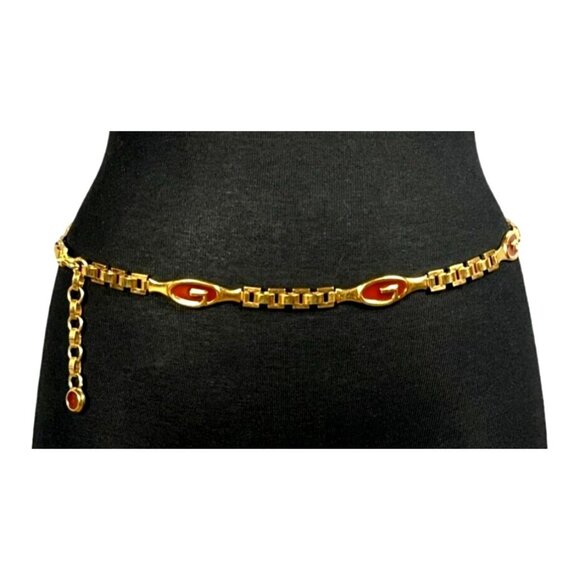 Vintage Gucci Gold G Logo Chain-Link Belt - Picture 1 of 9